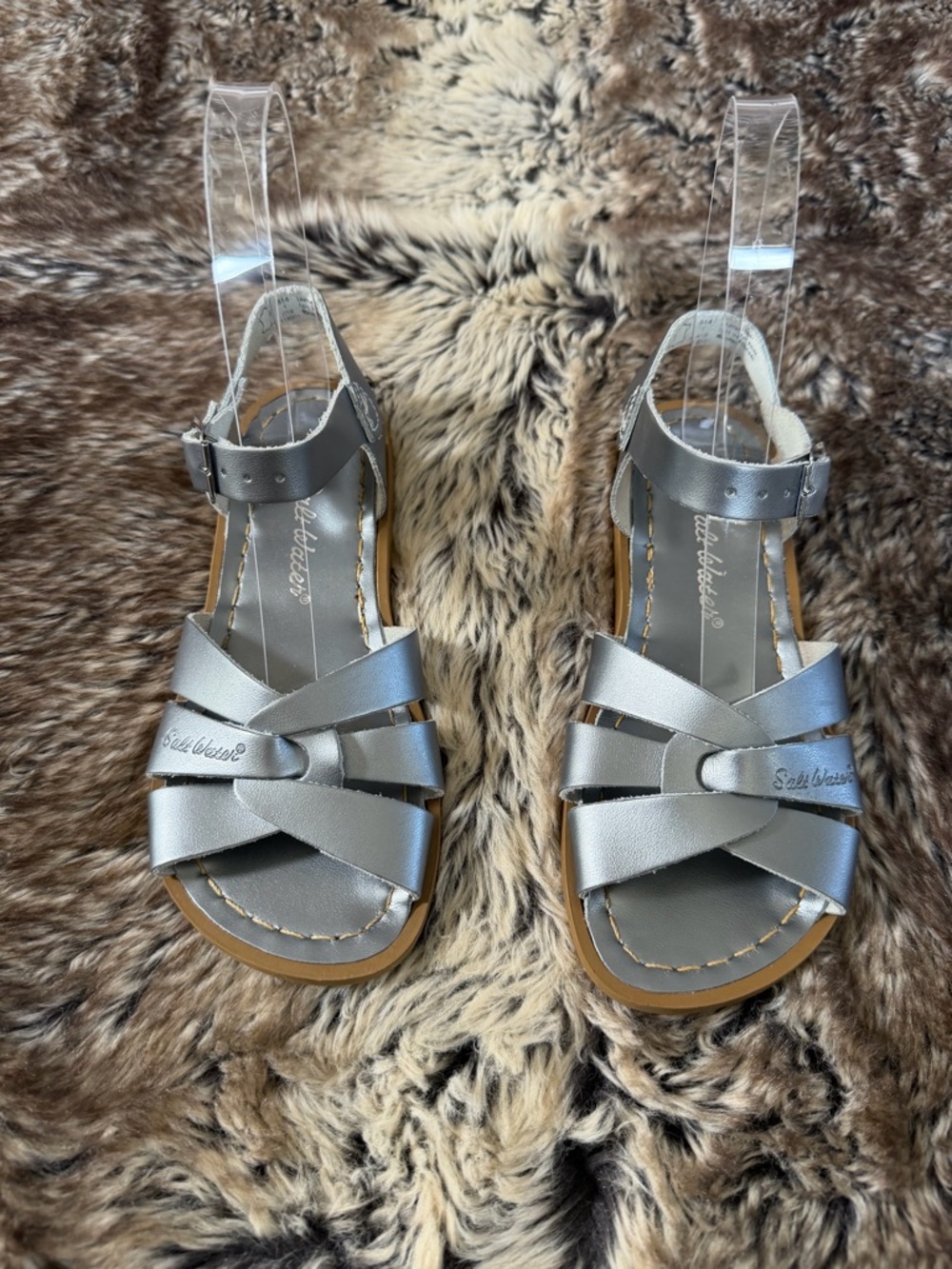 Salt Water Sandals by Hoy Girls Metallic Silver Strappy Sandals
